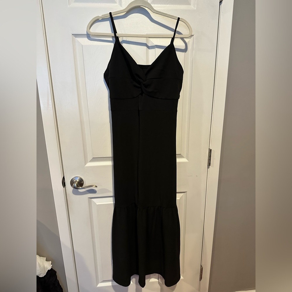 CUPSHE Long Black Spaghetti Strap Dress
